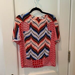 Kenzo multi color silk short sleeve top SZ 38